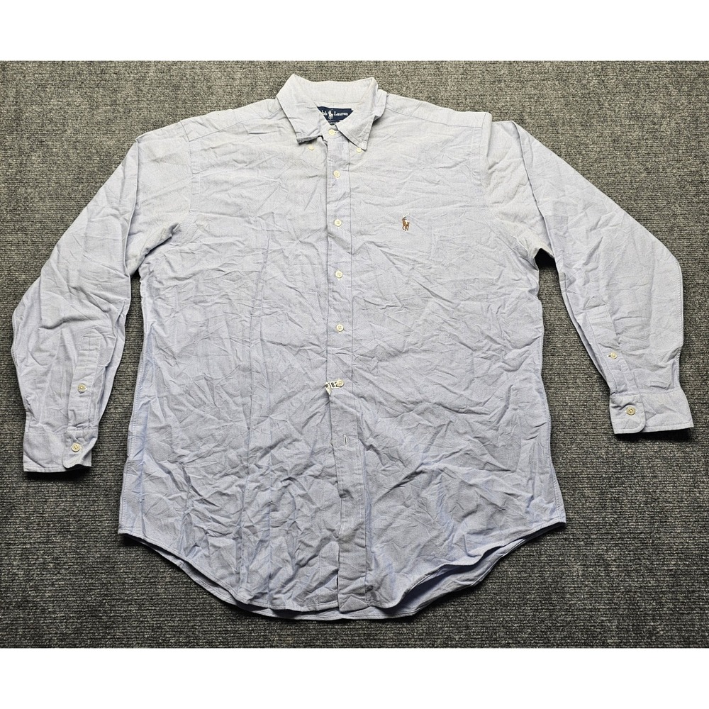 Ralph Lauren Yarmouth Mens 16-34 Light Blue Cotton Oxford Button Down Shirt